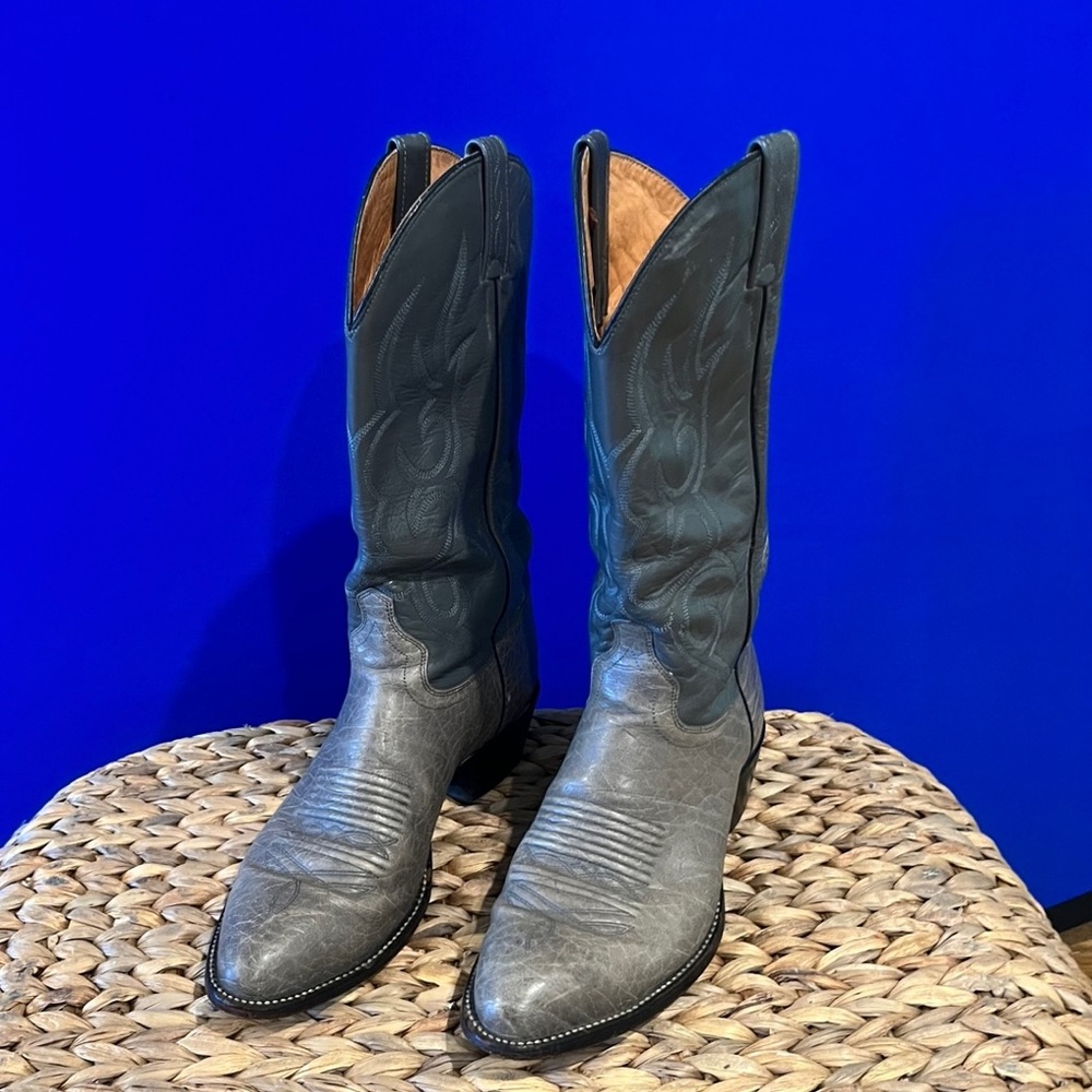 J. Chisholm USA Men Two Tone Gray Cowboy Boots Size 10D